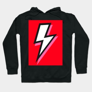 White, Black and Pink Lightning with Red Background Hoodie